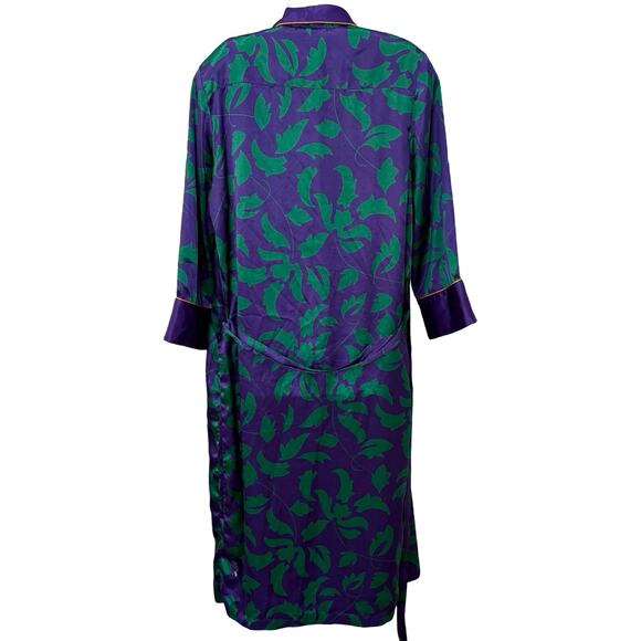 Vintage Victoria's Secret Gold Label Green Purple Satin Wrap Robe size S / M - Picture 4 of 16